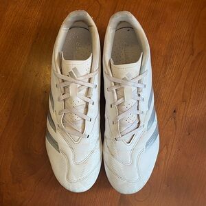 Adidas Predator White and Silver Athletic Cleats